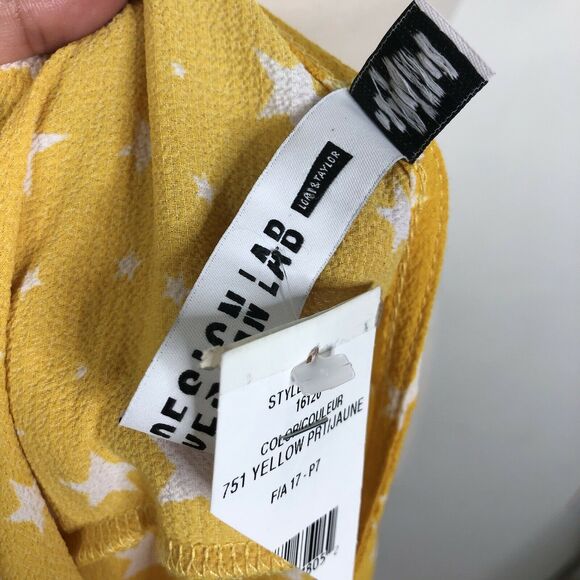 NEW Lord & Taylor Design Lab Yellow White Star Print Bell Sleeve Top Small - Picture 8 of 9